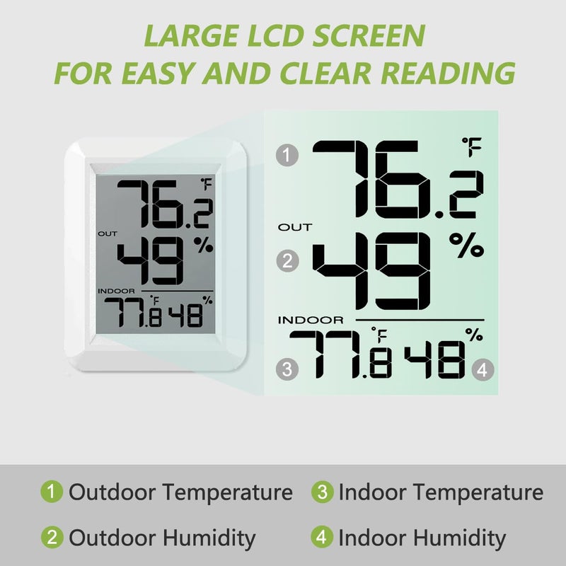 Timloon Digital Indoor Outdoor Thermometer Hygrometer Wireless Weather Station, Temperature Humidity Monitor with 328ft Range Remote Sensor, ℃/℉ Switch for Home, School, Office, Bedroom, Baby Room (Type A) - Image 3